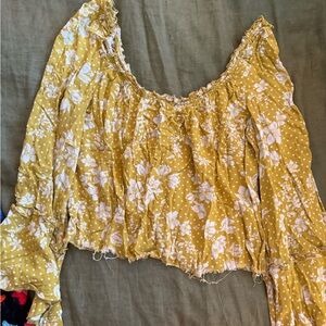 Free People Yellow Floral Blouse